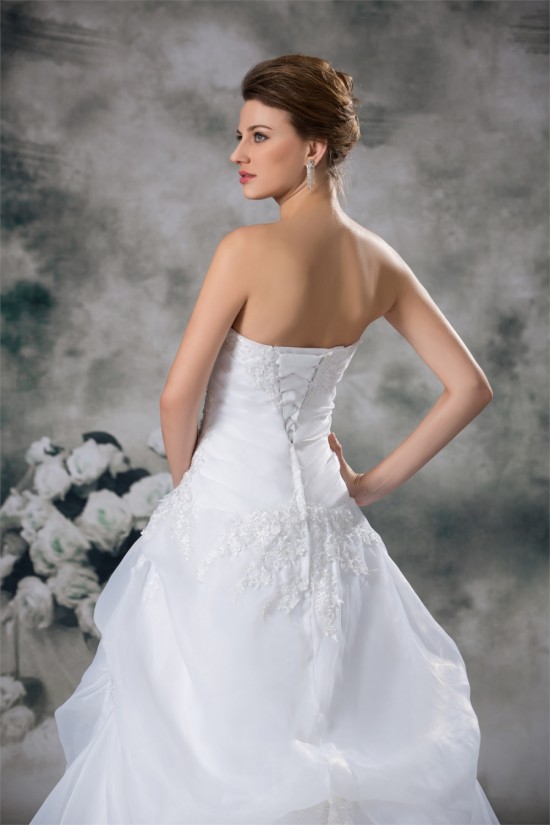 Strapless Satin Organza Sleeveless A-Line Lace Wedding Dresses 2031369 Strapless Satin Organza Sleeveless A-Line Lace Wedding Dresses 2031369