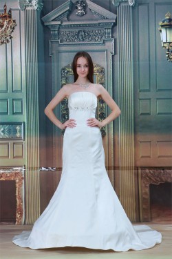 Strapless Satin Sleeveless Mermaid/Trumpet Best Wedding Dresses 2031370