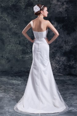 Strapless Sleeveless Mermaid/Trumpet Satin Fine Netting Wedding Dresses 2031372