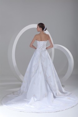 Strapless Sleeveless Satin A-Line Most Beautiful Wedding Dresses 2031373