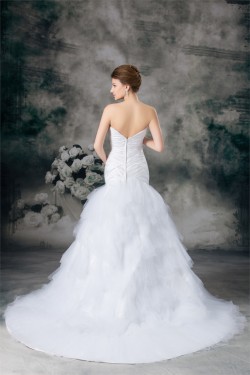 Sweetheart Satin Fine Netting Sleeveless Wedding Dresses 2031384