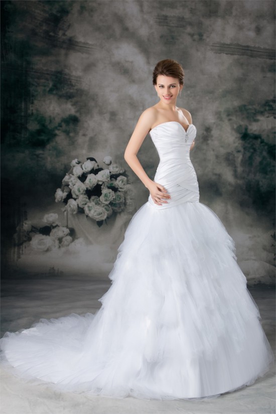 Sweetheart Satin Fine Netting Sleeveless Wedding Dresses 2031384 Sweetheart Satin Fine Netting Sleeveless Wedding Dresses 2031384