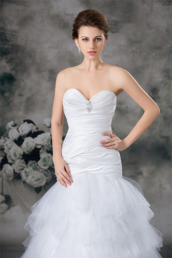 Sweetheart Satin Fine Netting Sleeveless Wedding Dresses 2031384 Sweetheart Satin Fine Netting Sleeveless Wedding Dresses 2031384