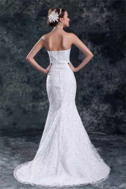 Sweetheart Satin Lace Mermaid/Trumpet Embellished Wedding Dresses 2031385