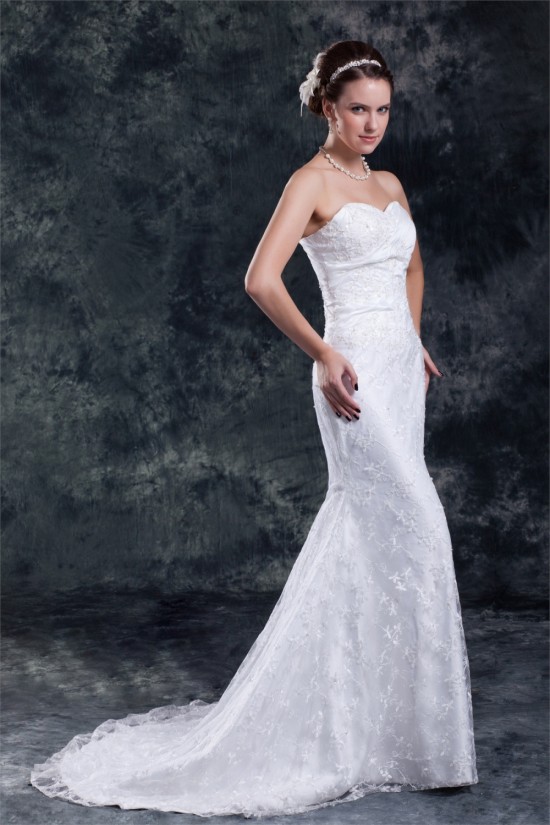 Sweetheart Satin Lace Mermaid/Trumpet Embellished Wedding Dresses 2031385 Sweetheart Satin Lace Mermaid/Trumpet Embellished Wedding Dresses 2031385