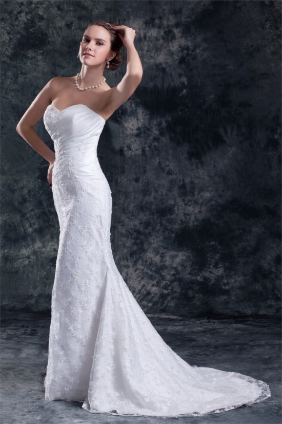 Sweetheart Satin Lace Mermaid/Trumpet Embellished Wedding Dresses 2031385 Sweetheart Satin Lace Mermaid/Trumpet Embellished Wedding Dresses 2031385