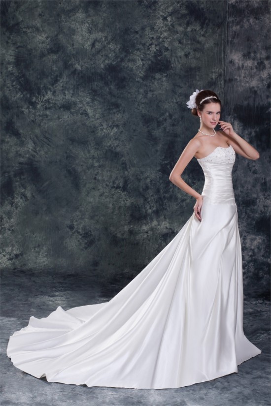 Sweetheart Satin Sleeveless A-Line Beautiful Wedding Dresses 2031387 Sweetheart Satin Sleeveless A-Line Beautiful Wedding Dresses 2031387
