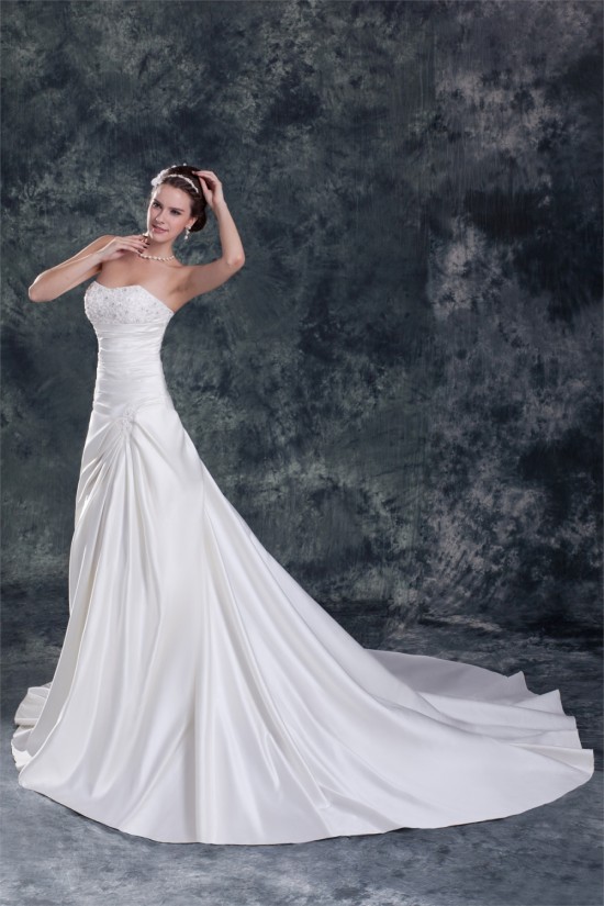 Sweetheart Satin Sleeveless A-Line Beautiful Wedding Dresses 2031387 Sweetheart Satin Sleeveless A-Line Beautiful Wedding Dresses 2031387