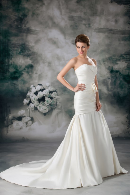 Sweetheart Satin Sleeveless Mermaid/Trumpet Wedding Dresses 2031388