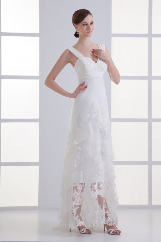 Sweetheart Sheath/Column Chiffon Satin Organza Wedding Dresses 2031389
