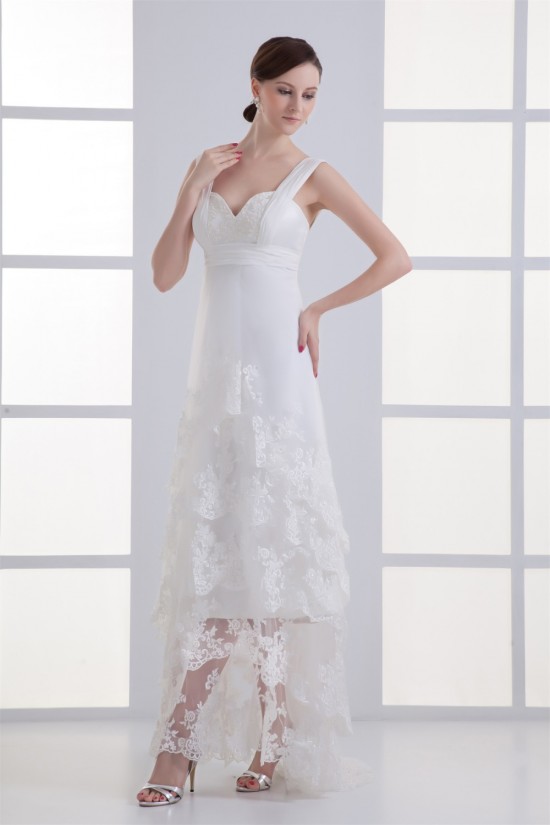 Sweetheart Sheath/Column Chiffon Satin Organza Wedding Dresses 2031389