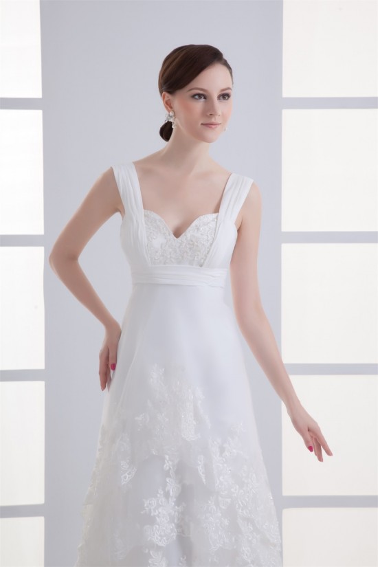 Sweetheart Sheath/Column Chiffon Satin Organza Wedding Dresses 2031389