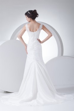 Fantastic Satin Taffeta Lace Mermaid/Trumpet Sleeveless Wedding Dresses 2030139