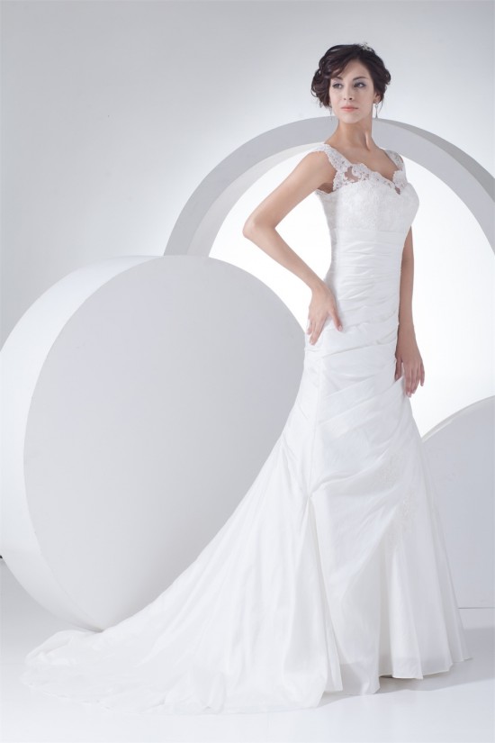 Fantastic Satin Taffeta Lace Mermaid/Trumpet Sleeveless Wedding Dresses 2030139 Fantastic Satin Taffeta Lace Mermaid/Trumpet Sleeveless Wedding Dresses 2030139