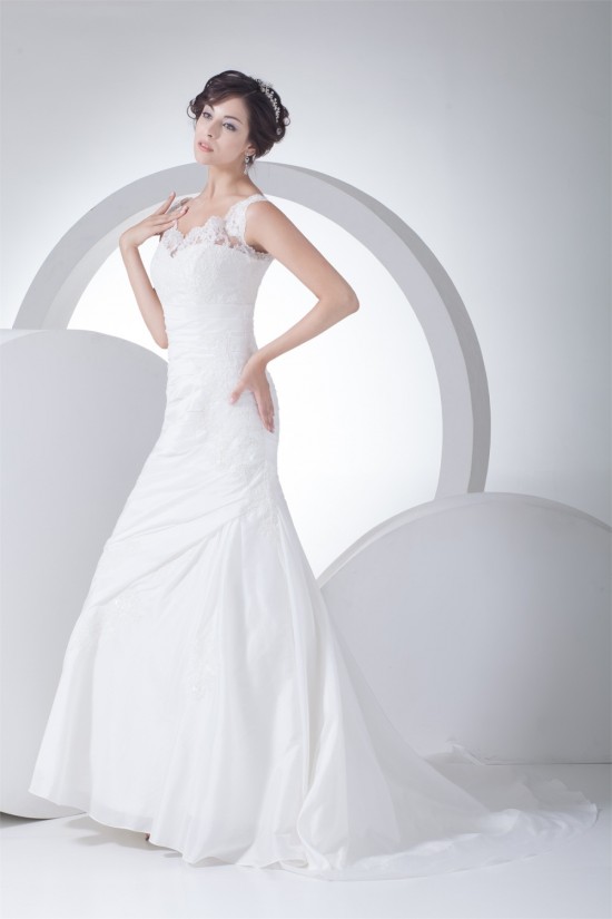 Fantastic Satin Taffeta Lace Mermaid/Trumpet Sleeveless Wedding Dresses 2030139 Fantastic Satin Taffeta Lace Mermaid/Trumpet Sleeveless Wedding Dresses 2030139