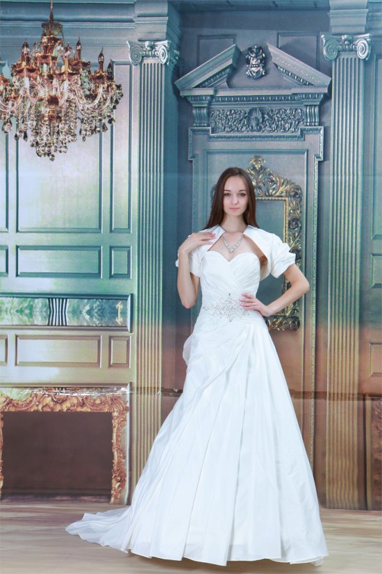 Sweetheart Sleeveless A-Line Satin Wedding Dresses with Jacket 2031390