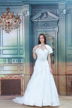 Sweetheart Sleeveless A-Line Satin Wedding Dresses with Jacket 2031390