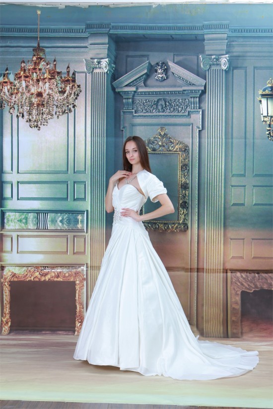 Sweetheart Sleeveless A-Line Satin Wedding Dresses with Jacket 2031390