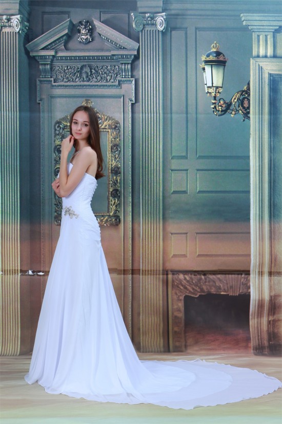 Sweetheart Sleeveless Chiffon Satin Sheath/Column Wedding Dresses 2031391 Sweetheart Sleeveless Chiffon Satin Sheath/Column Wedding Dresses 2031391