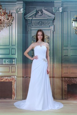 Sweetheart Sleeveless Chiffon Satin Sheath/Column Wedding Dresses 2031391