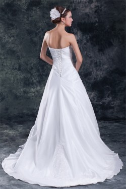 Taffeta A-Line Strapless Sleeveless Wedding Dresses 2031398