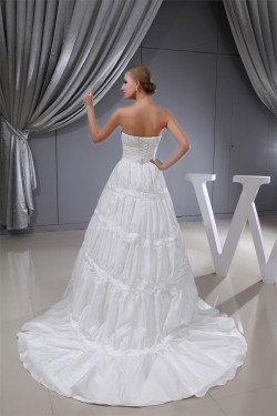 Fantastic Satin Taffeta Square A-Line Sleeveless Wedding Dresses 2030140