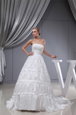 Fantastic Satin Taffeta Square A-Line Sleeveless Wedding Dresses 2030140