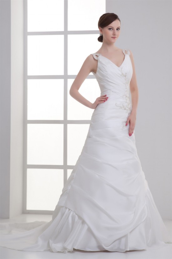 Taffeta Sleeveless Mermaid/Trumpet V-Neck Beaded Wedding Dresses 2031403 Taffeta Sleeveless Mermaid/Trumpet V-Neck Beaded Wedding Dresses 2031403