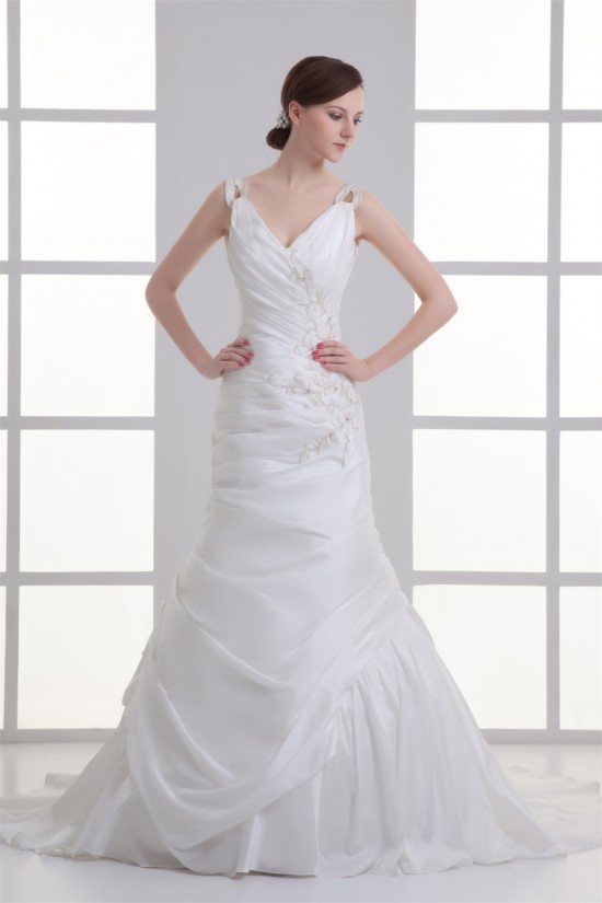 Taffeta Sleeveless Mermaid/Trumpet V-Neck Beaded Wedding Dresses 2031403 Taffeta Sleeveless Mermaid/Trumpet V-Neck Beaded Wedding Dresses 2031403