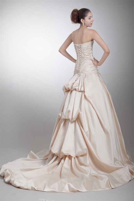 Unique Design A-Line Sleeveless Satin Sweetheart Wedding Dresses 2031406 Unique Design A-Line Sleeveless Satin Sweetheart Wedding Dresses 2031406
