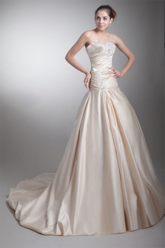 Unique Design A-Line Sleeveless Satin Sweetheart Wedding Dresses 2031406 Unique Design A-Line Sleeveless Satin Sweetheart Wedding Dresses 2031406
