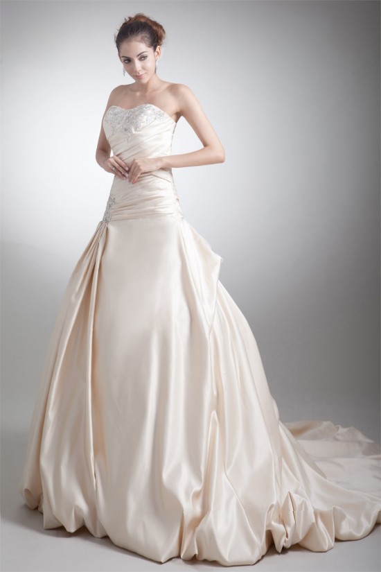 Unique Design A-Line Sleeveless Satin Sweetheart Wedding Dresses 2031406 Unique Design A-Line Sleeveless Satin Sweetheart Wedding Dresses 2031406