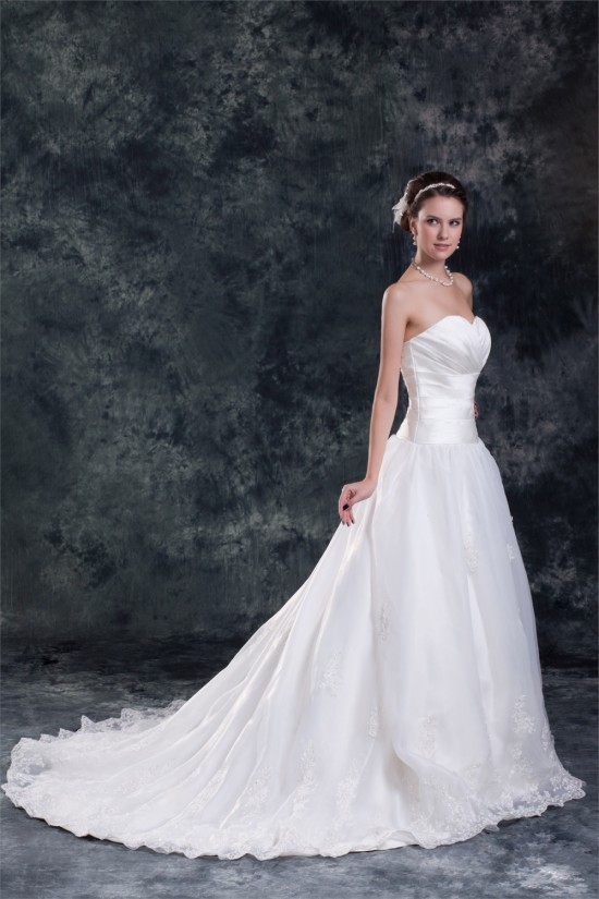 Unique Design A-Line Sleeveless Sweetheart Satin Sweet Wedding Dresses 2031407 Unique Design A-Line Sleeveless Sweetheart Satin Sweet Wedding Dresses 2031407