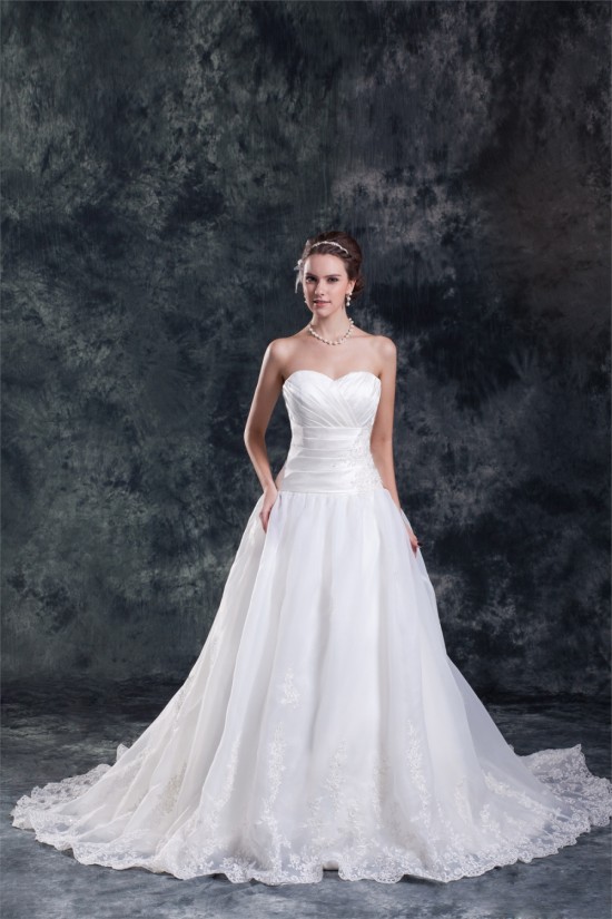 Unique Design A-Line Sleeveless Sweetheart Satin Sweet Wedding Dresses 2031407 Unique Design A-Line Sleeveless Sweetheart Satin Sweet Wedding Dresses 2031407