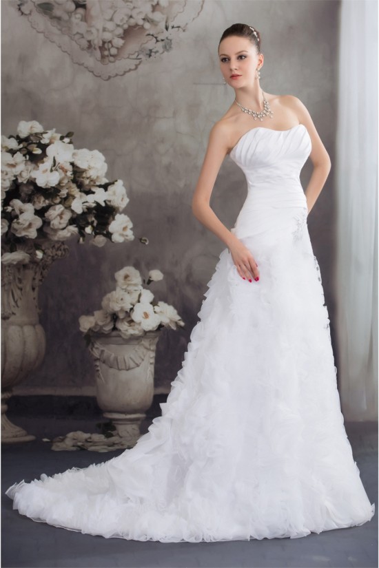 Fantastic Sleeveless A-Line Satin Organza Sweetheart Wedding Dresses 2030141 Fantastic Sleeveless A-Line Satin Organza Sweetheart Wedding Dresses 2030141