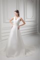 Unique Design V-Neck A-Line Sleeveless Satin Organza Beaded Wedding Dresses 2031412