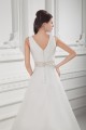 Unique Design V-Neck A-Line Sleeveless Satin Organza Beaded Wedding Dresses 2031412