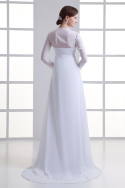 Empire V-Neck Chiffon Long Sleeve Sheath/Column Wedding Dresses Maternity Wedding Dresses 2031413