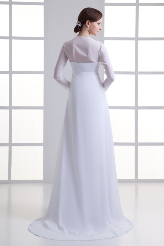Empire V-Neck Chiffon Long Sleeve Sheath/Column Wedding Dresses Maternity Wedding Dresses 2031413 Empire V-Neck Chiffon Long Sleeve Sheath/Column Wedding Dresses Maternity Wedding Dresses 2031413