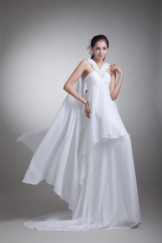 Empire V-Neck Chiffon Sheath/Column Wedding Dresses Maternity Wedding Dresses 2031414