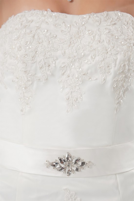 Wholesale Sheath/Column Satin Netting Sleeveless Lace Wedding Dresses 2031418