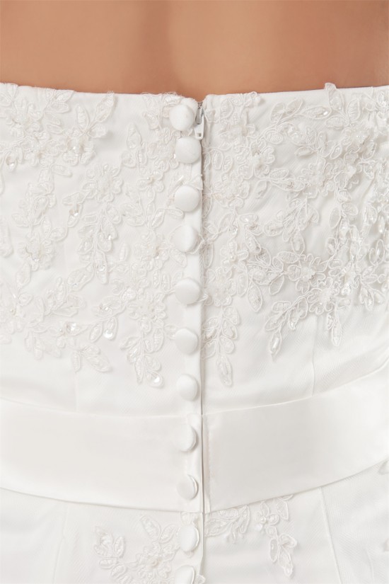 Wholesale Sheath/Column Satin Netting Sleeveless Lace Wedding Dresses 2031418