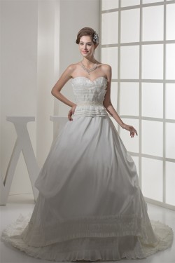 Fantastic Sleeveless A-Line Satin Taffeta Sweetheart Wedding Dresses 2030142