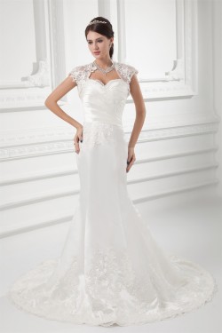 Wholesale Sweetheart Satin Sleeveless Mermaid/Trumpet Lace Wedding Dresses 2031421
