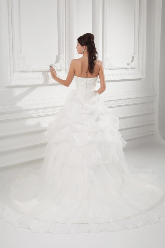 Wholesale Sweetheart Sleeveless Ball Gown Satin Organza Wedding Dresses 2031422