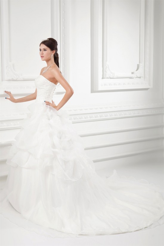 Wholesale Sweetheart Sleeveless Ball Gown Satin Organza Wedding Dresses 2031422