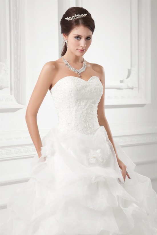 Wholesale Sweetheart Sleeveless Ball Gown Satin Organza Wedding Dresses 2031422