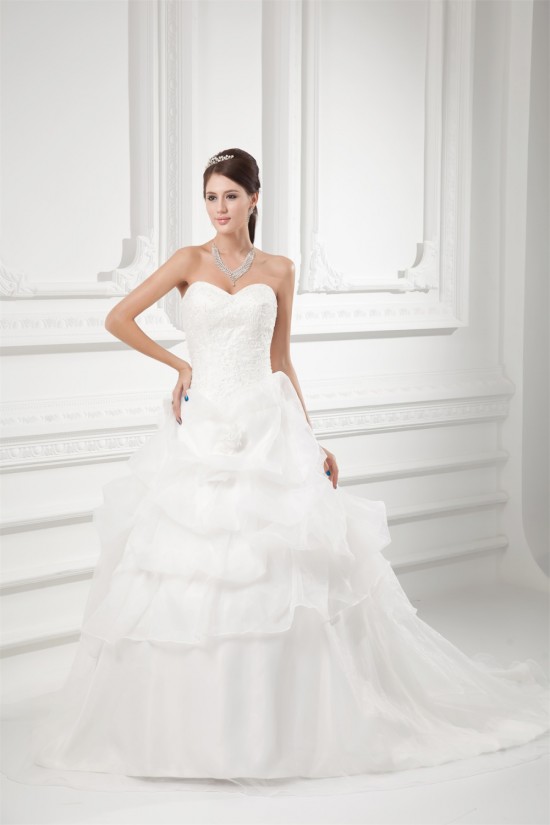 Wholesale Sweetheart Sleeveless Ball Gown Satin Organza Wedding Dresses 2031422 Wholesale Sweetheart Sleeveless Ball Gown Satin Organza Wedding Dresses 2031422