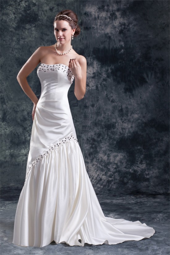 Wholesale Sweetheart Sleeveless Satin A-Line Wedding Dresses 2031423 Wholesale Sweetheart Sleeveless Satin A-Line Wedding Dresses 2031423