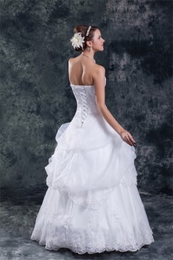 Wonderful Ball Gown Strapless Satin Organza Sleeveless Wedding Dresses 2031427